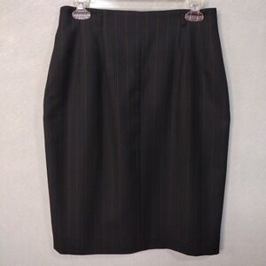Collection Harve Bernard Skirt Pencil Women's 10 Short 100% Wool Pinstripe Black